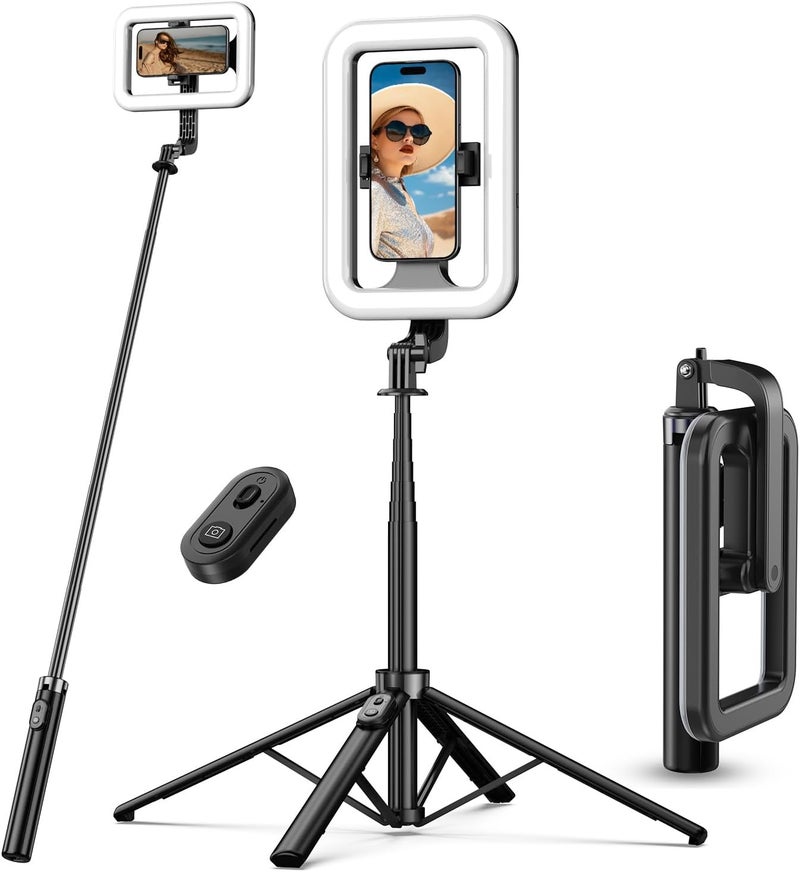 M MYBAT PRO Selfie Ring Light with 72" Tripod Stand - Extendable Selfie Stick with Light for Phone, Live Streaming, Makeup, Travel, Gaming, Video, Includes Phone Holder& USB-C Powered - Image 1